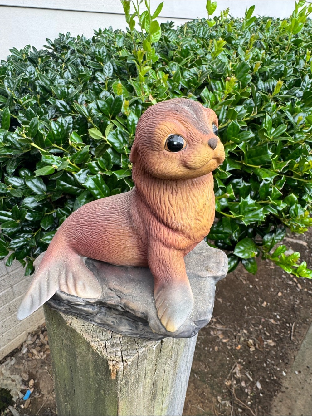 Home Interiors Brown and Tan Seal Garden Figurine